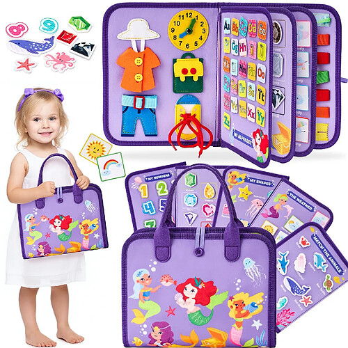 PORSILD FINESSTIQUE Jouet Montessori pour 2 3 4 5 6 ans, Busy Board Montessori Licorne 5 Couches Planche pour Fille pour Enfant Jeu Educatif Apprendre