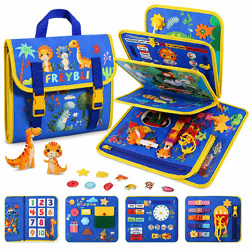 PORSILD FINESSTIQUE Livre d'Activités Montessori Enfant, Busy Board Voyage Sans Écran, Jouet Éducatif Portable avec Sac à Dos, Motricité Fine 2-5 Ans