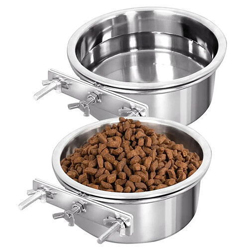 INF Bol pour chien en acier inoxydable anti-basculement à trois vis grande capacité - Argent