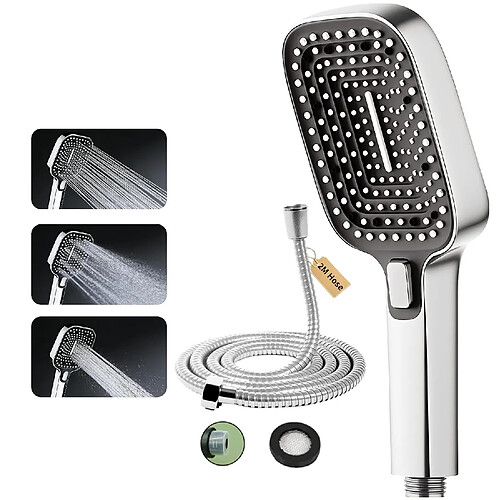 Pommeau de douche à 3 jets - 26 cm - argenté