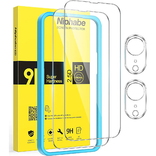 2 Pièces Verre Trempé pour iPhone 17e avec 2 Pièces Caméra A