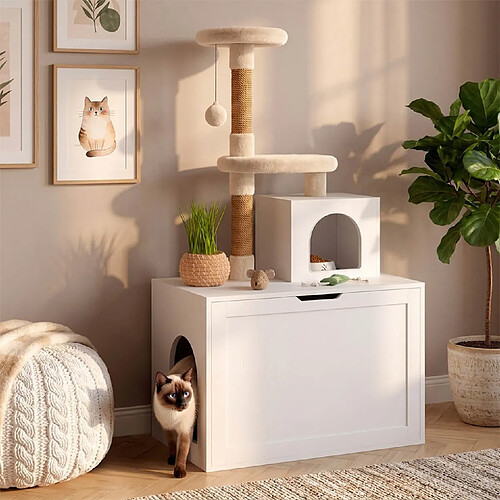 Idmarket MAISON POUR CHAT+DOUBLE PORTES
