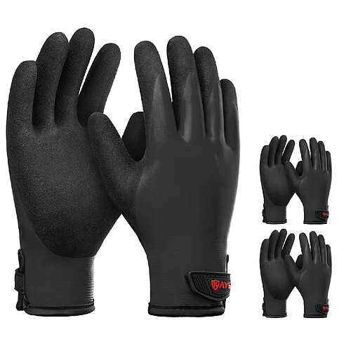 3 paires gants de travail hiver thermiques imperméables avec revêtement en latex pour toute