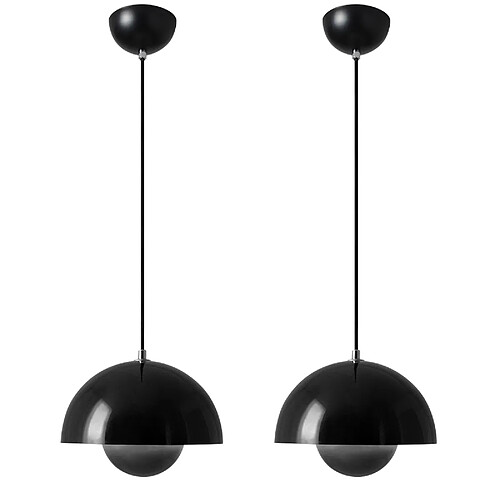 STOEX Suspension Moderne, Abat-Jour En Métal, Câble De 100 cm Réglable, F23cm, Noir, 2PCS