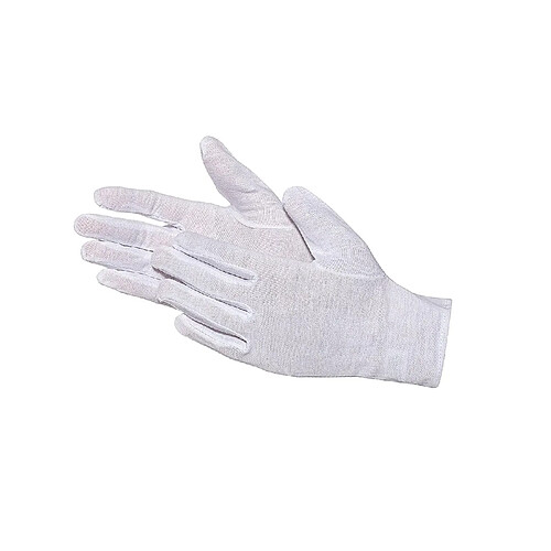 1092 Lot de 12 paires de gants en coton Oekotex fin Blanc Taille 6