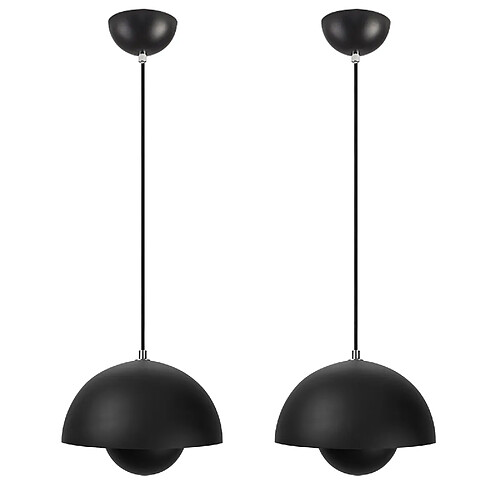 STOEX Suspension Moderne, Abat-Jour En Métal, F23cm, Câble De 100 cm Réglable, Noir, 2PCS