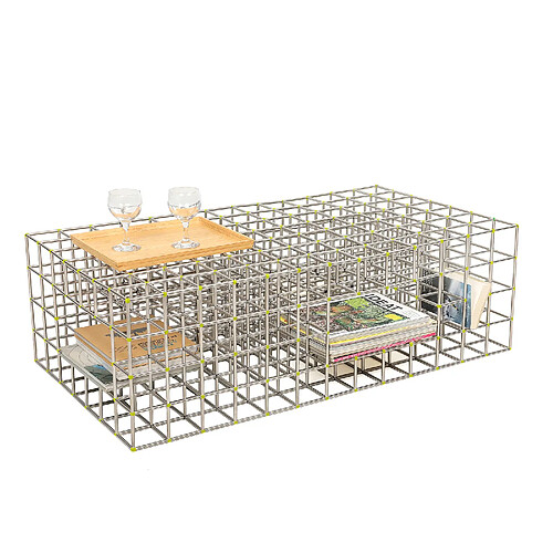Scaffolding furniture Table basse rectangulaire - Acier inoxydable 304 - Jaune - L
