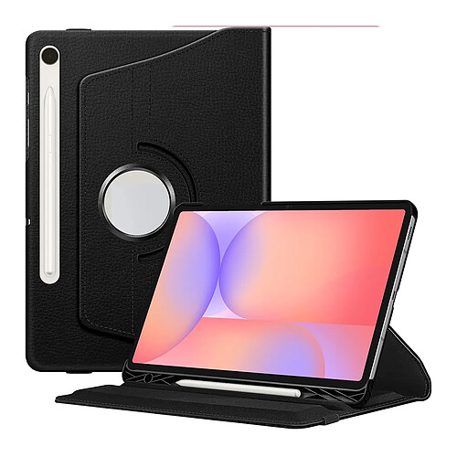 Coque rotatif en simili cuir pour Samsung Galaxy Tab S10 LITE - Noir - Visiodirect -