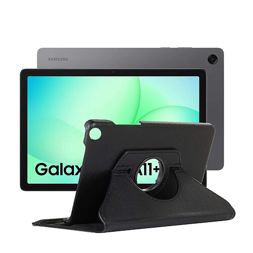 Coque rotatif en simili cuir pour Samsung Galaxy Tab A11+ Plus 11" - Noir - Visiodirect -