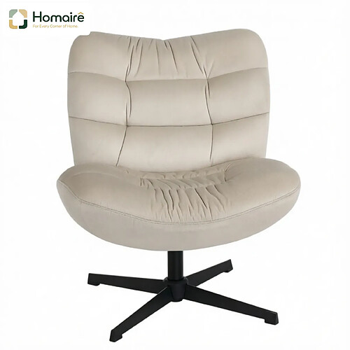 HOMAIRE Fauteuil en beige et chenille beige avec acier, dimensions 80 x 70 x 82 cm