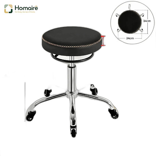 HOMAIRE Chaise de bureau noir en métal et PU de 49 × 49 × 58 cm