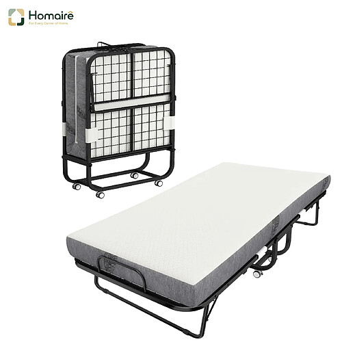 HOMAIRE Lit noir en tissu et métal de 80 × 80 × 42.5 cm