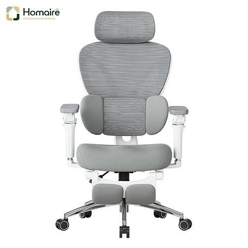 HOMAIRE Chaise de bureau gris en tissu maillé et métal de 50 × 50 × 123.5 cm