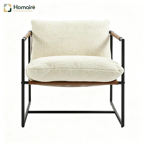 HOMAIRE Fauteuil en beige et acier au carbone beige 91 x 77 x 80 cm