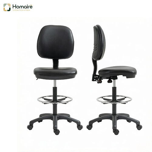 HOMAIRE Chaise de bureau noir en Nylon et polyuréthane et PVC et acier de 46 × 46 × 137 cm