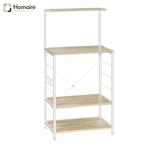 HOMAIRE Bibliothèque en bois blanc avec étagères 60 x 40 x 123 cm