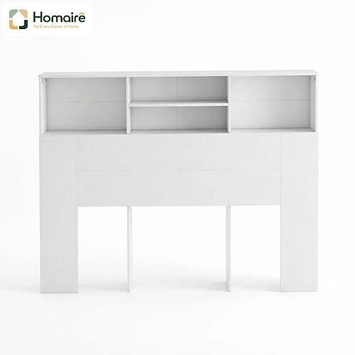 HOMAIRE Lit blanc en décor bois et panneau de particules de 19 × 19 × 103.5 cm