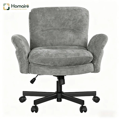 HOMAIRE Chaise de bureau gris en chenille et coton et métal de 71 × 71 × 92.5 cm