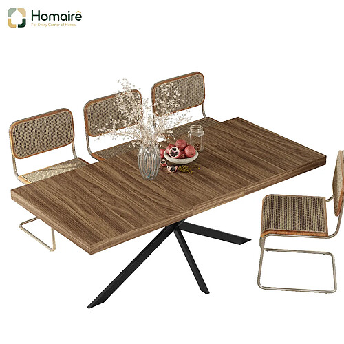 HOMAIRE Table à manger extensible, noyer, en mdf 180 x 80 x 76 cm