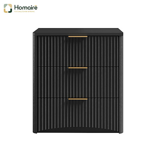 HOMAIRE Table de chevet noir en décor bois de 58 x 38 x 64 cm