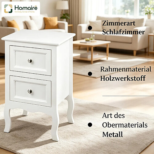 HOMAIRE Table d'appoint blanche avec rangement en blanc bois 30 x 40 x 60 cm