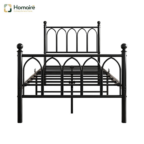 HOMAIRE Lit noir en décor bois et métal de 206.5 x 91 x 102.5 cm