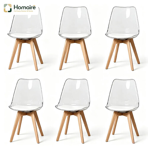 HOMAIRE Chaise blanc en similicuir, plastique, bois 42 x 42 x 83 cm