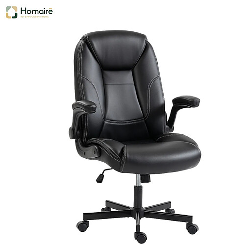 HOMAIRE Chaise de bureau noir en similicuir de 77 × 77 × 106 cm