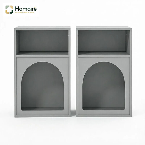 HOMAIRE Table de chevet gris en décor bois de 30 × 30 × 60 cm