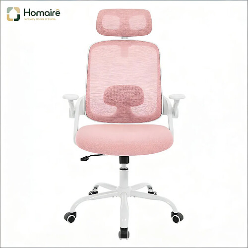 HOMAIRE Chaise de bureau rose en métal et tissu maillé et polypropylène de 47 × 47 × 117.5 cm