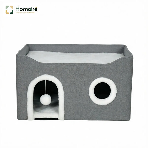 HOMAIRE Arbre à chat True niveaux gris en Linen et décor bois