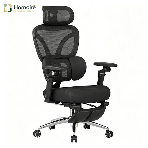 HOMAIRE Chaise de bureau noir en tissu maillé et métal de 50 × 50 × 123.5 cm