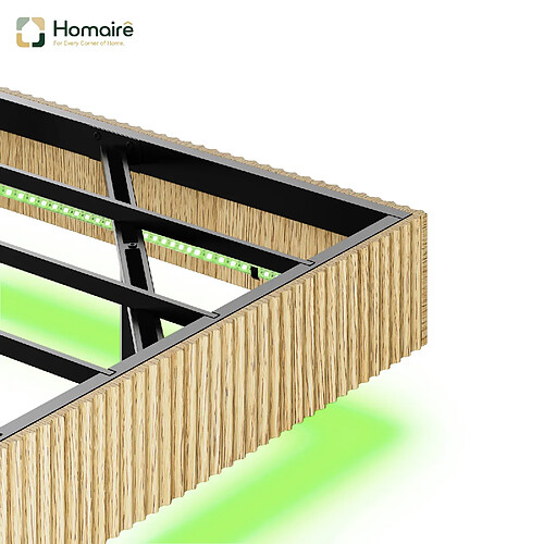 HOMAIRE Lit naturel en fer et panneau de particules