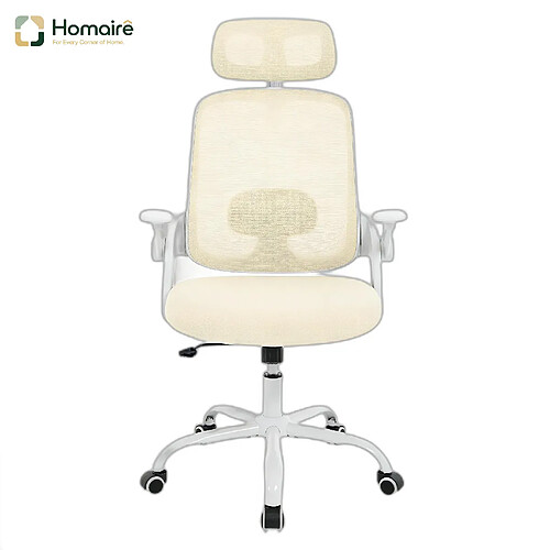 HOMAIRE Chaise de bureau naturel en métal et tissu maillé et polypropylène de 47 × 47 × 117.5 cm
