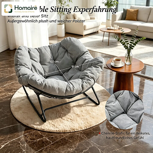 HOMAIRE Fauteuil en gris clair gris 102,5 x 75 x 77 cm