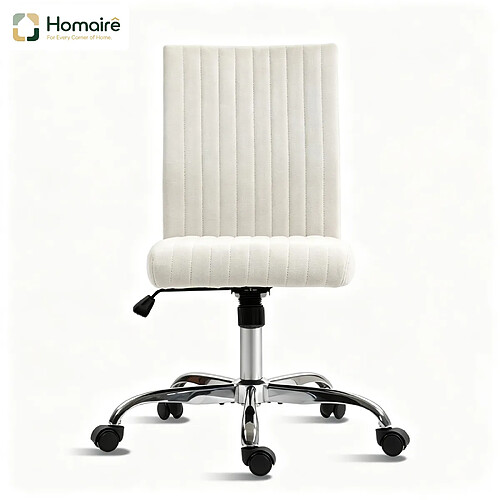HOMAIRE Chaise de bureau Cream en tissu et bois de 43 × 43 × 89 cm
