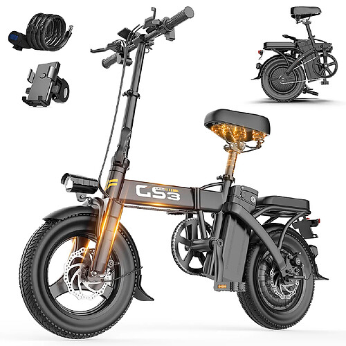 Vélo Électrique Pliable Urbain Toofly Gs3, Batterie 48 V 15 Ah, Noir