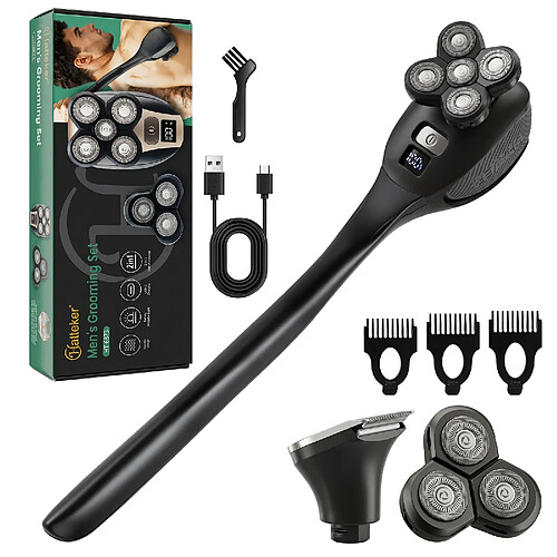 Hatteker HT-6873 Tondeuse 2-en-1 pour hommes poils du corps et cheveux, LED, IPX6, USB-C