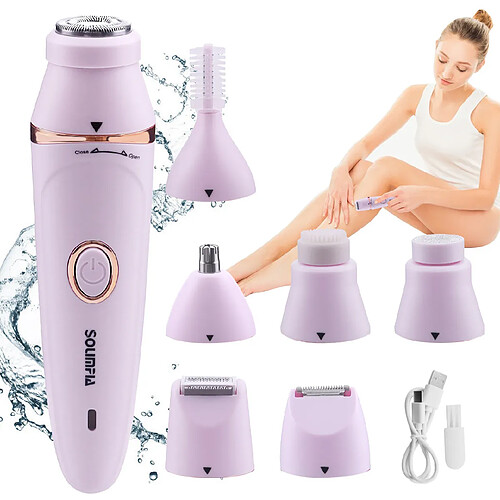 HATTEKER HT-518 Épilateur femmes rasoir le visage, les sourcils et le nez, sans fil rose