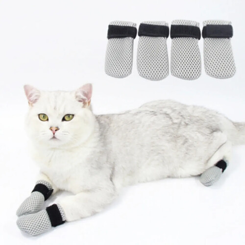 INF Chaussures souples anti-rayures pour animaux de compagnie, pack de 4 Gray S