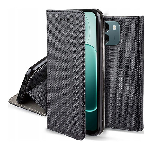 Htdmobiles Housse etui portefeuille avec coque interieure en silicone pour Oppo A6 5G / A6x 4G / A6x 5G + film ecran - NOIR MAGNET