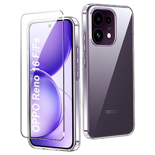 Htdmobiles Coque pour Oppo Reno 16 F / 16 FS 5G - housse etui silicone gel fine + film ecran - TRANSPARENT TPU