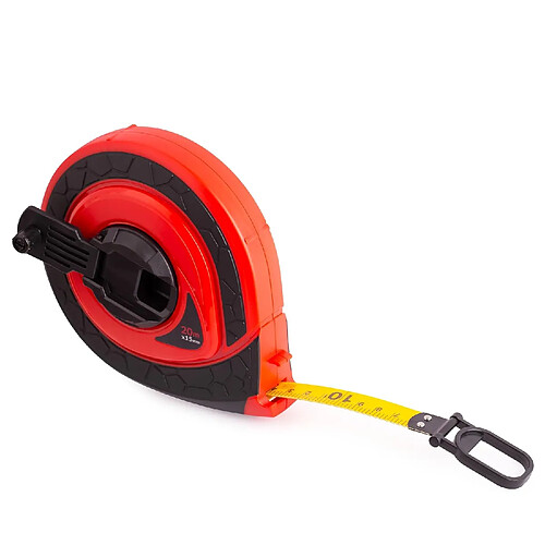 Mètre ruban 20m - Mètre robuste - Manivelle pliable - Mètre enrouleur - Fibre de verre - En