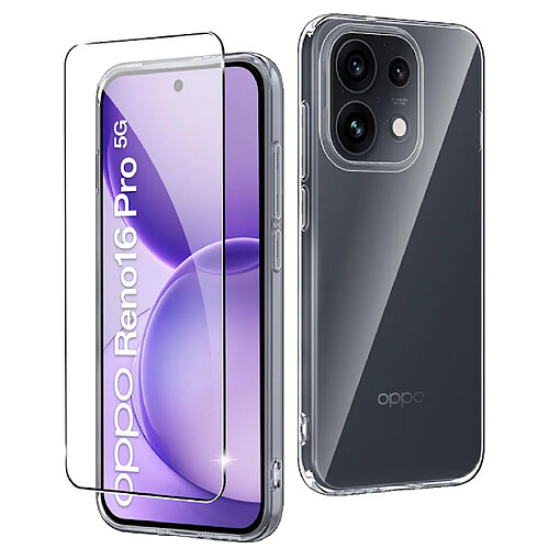 Htdmobiles Coque pour Oppo Reno 16 / 16 Pro 5G - housse etui silicone gel fine + film ecran - TRANSPARENT TPU