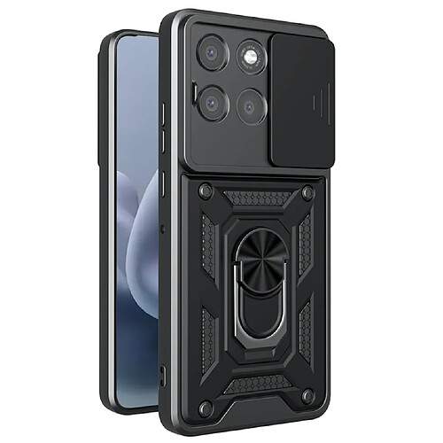 Htdmobiles Coque pour Motorola Moto G67 / G77 / G87 5G - housse etui rigide anti choc + verre trempe - NOIR
