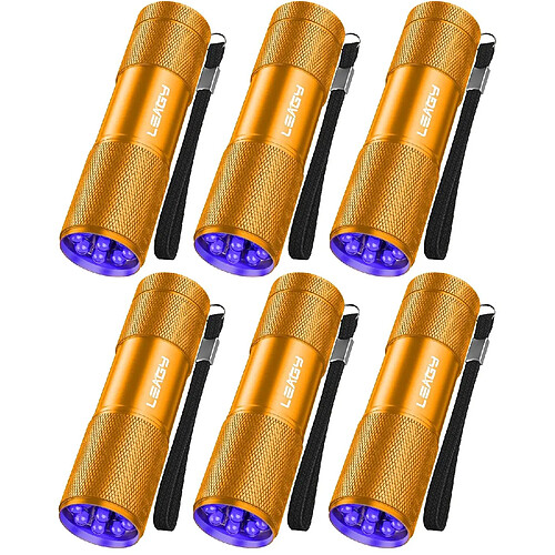 Lot de 6 Torches de Lampe de Poche UV À LumiÈRe Noire Ultraviolette 9 LED Pour L'extÉRieur