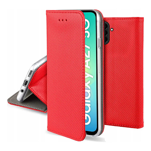 Htdmobiles Housse etui portefeuille avec coque interieure en silicone pour Samsung Galaxy A27 5G + film ecran - ROUGE MAGNET