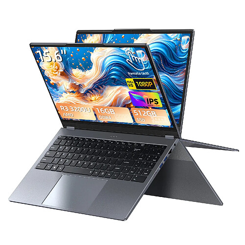 VANWIN PC Portable 15,6" Tactile 360° - AMD Ryzen 3 3200U - 16Go RAM - 512Go SSD - Windows 11 Pro