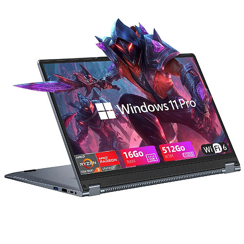 VANWIN PC Portable Tactile 15.6" AMD Ryzen 3 3200U 16Go DDR4 512Go SSD 360° Win 11 Pro