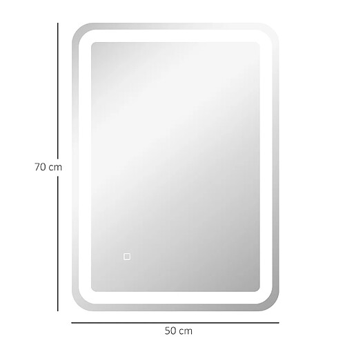 Generic Home Miroir LED Salle de Bain 50x70 cm avec Éclairage 3 Couleurs et Fonction Anti-buée
